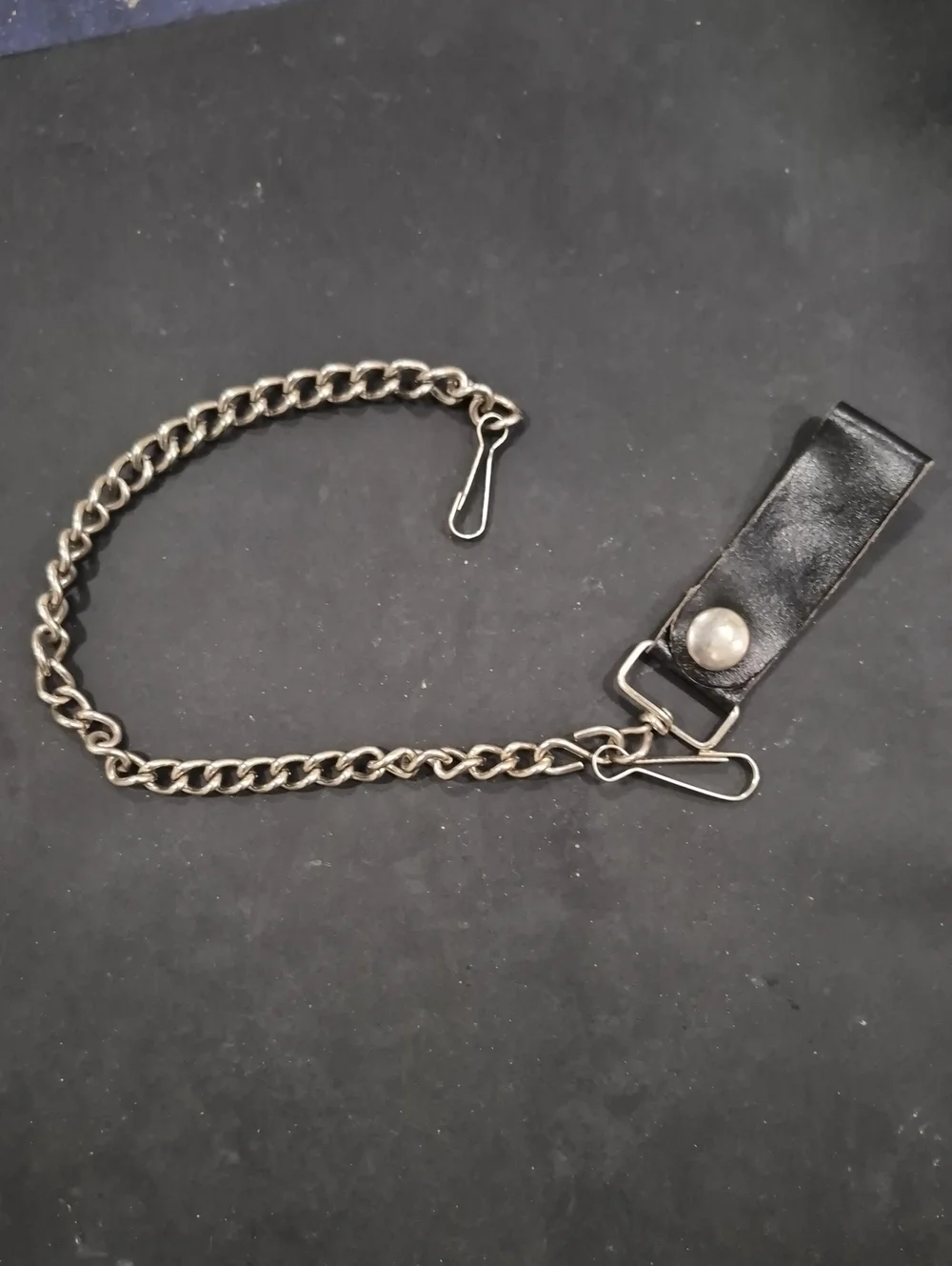 Harley-Davidson Black Leather Wallet Chain with Silver Hardware